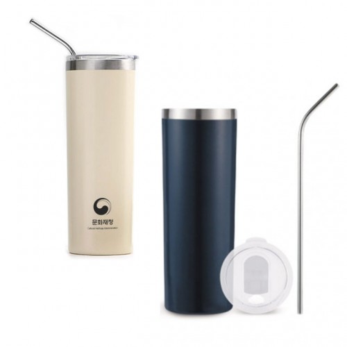 스텐 빨대 텀블러 600ml