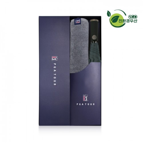 PGA 친환경그린 2단자동 우산+260g코마사타올세트