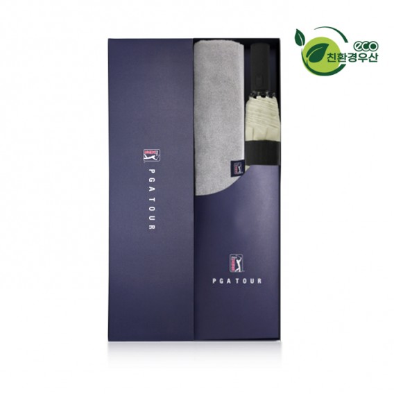 상품 이미지: PGA 친환경그린 3단완전자동 우산+200g코마사타올세트