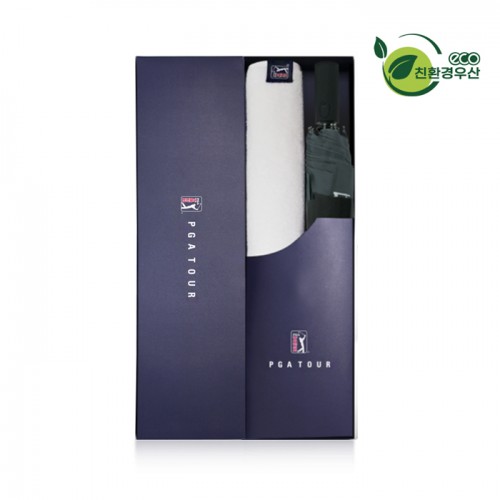 PGA 친환경그린 3단완전자동 우산+180g모달사타올세트