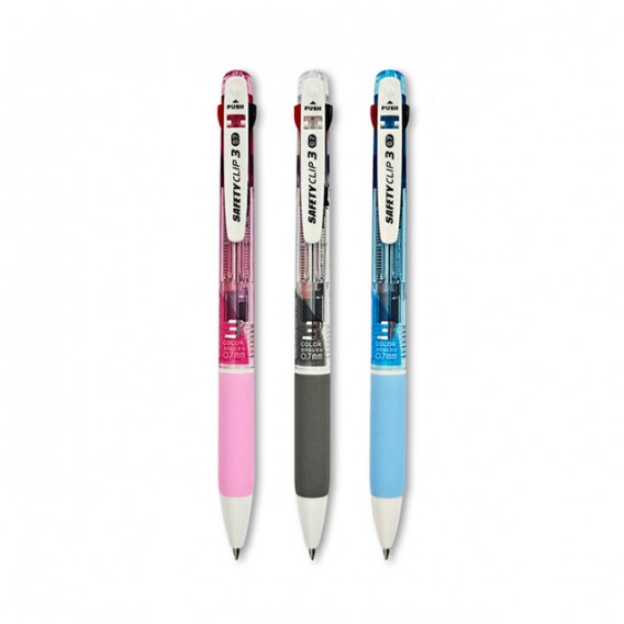 상품 이미지: 세이프티클립 3색 투명볼펜(0.7mm)