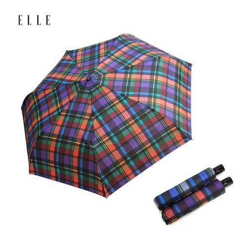 엘르 3단 네온체크 전자동 우산